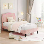 Cadre de lit double en velours COZONY avec tête de lit réglable, lit plateforme de princesse avec lattes en bois, aucun sommier tapissier requis