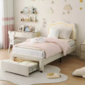 COZONY Twin Velvet Upholstered Bed Frame with Adjustable Headboard, Princess Platform Bed with Wooden Slats, No Box Spring Needed