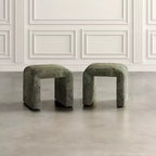 Jofran, Banc ottoman jacquard rembourré incurvé moderne à petite cascade - Ensemble de 2