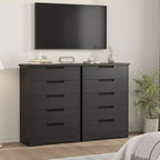 Commode à 5 tiroirs pour chambre à coucher, table de chevet noire avec poignées encastrées, organiseur de commode en bois pour salon, chambre d'enfant, entrée