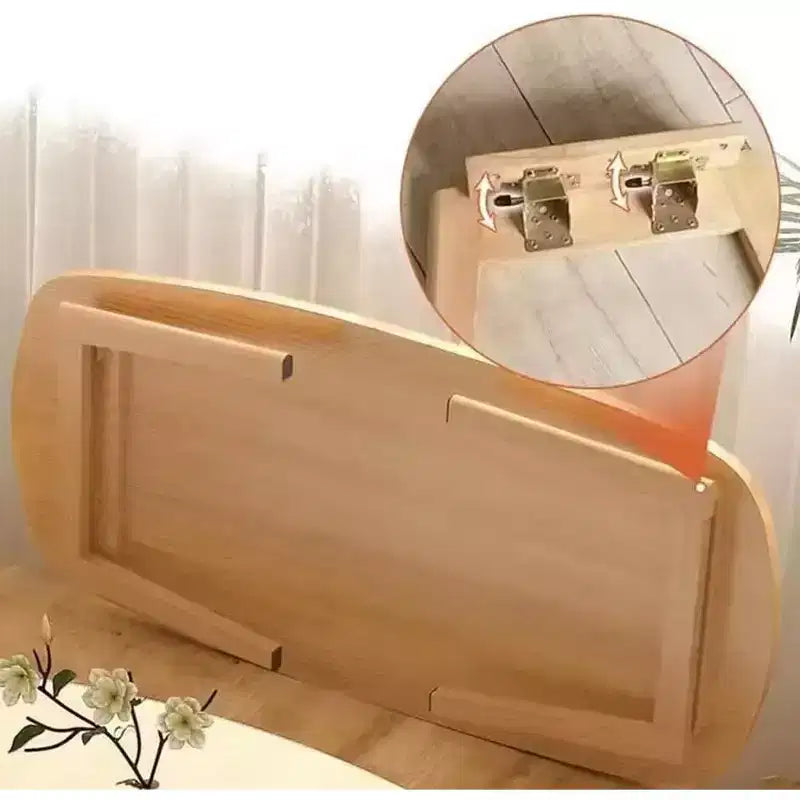 Table basse pliable Acekool, finition bois, design pliant peu encombrant, 80x50x44 cm, rangement facile, grain de bois