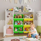 Meuble de rangement pour jouets pour enfants avec 8 bacs amovibles et étagère, grande malle à jouets pour salle d'étude, chambre à coucher, chambre d'enfant, salle de classe et nurserie