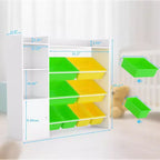 Meuble de rangement pour jouets pour enfants avec 8 bacs amovibles et étagère, grande malle à jouets pour salle d'étude, chambre à coucher, chambre d'enfant, salle de classe et nurserie
