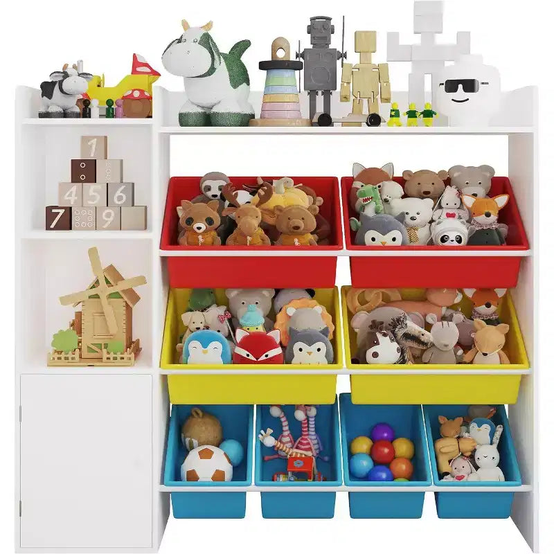 Meuble de rangement pour jouets pour enfants avec 8 bacs amovibles et étagère, grande malle à jouets pour salle d'étude, chambre à coucher, chambre d'enfant, salle de classe et nurserie