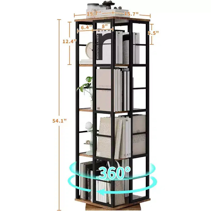 Étagère de rangement rotative en métal Acekool à 4 niveaux, avec roulement à billes à 360°, organiseur d'angle, style industriel
