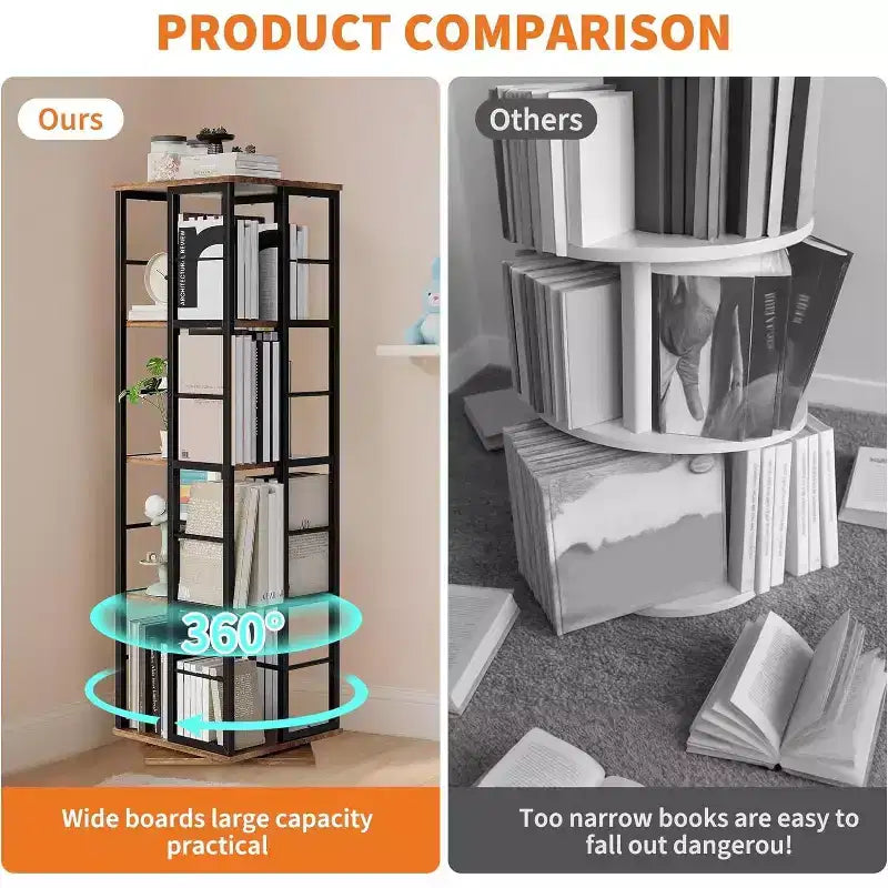 Étagère de rangement rotative en métal Acekool à 4 niveaux, avec roulement à billes à 360°, organiseur d'angle, style industriel
