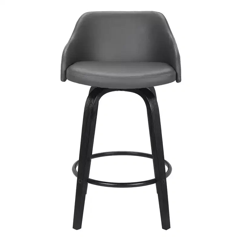 Chaise de bar HomeRoots pivotante à dossier bas en fer gris et noir, hauteur comptoir, 76 cm