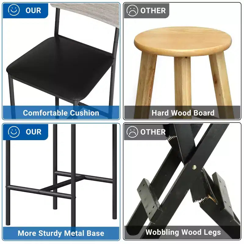 Lot de 4 tabourets de bar, tabourets de bar de cuisine avec repose-pieds, tabourets de bar rembourrés hauteur comptoir, chaises de bar avec dossier pour îlot de cuisine, appartement