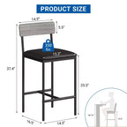 Lot de 4 tabourets de bar, tabourets de bar de cuisine avec repose-pieds, tabourets de bar rembourrés hauteur comptoir, chaises de bar avec dossier pour îlot de cuisine, appartement