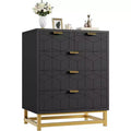 Acekool Modern 5-Drawer Storage Cabinet with Metal Handles for Bedroom, Living Room, or Entryway  White with Gold Metal Legs