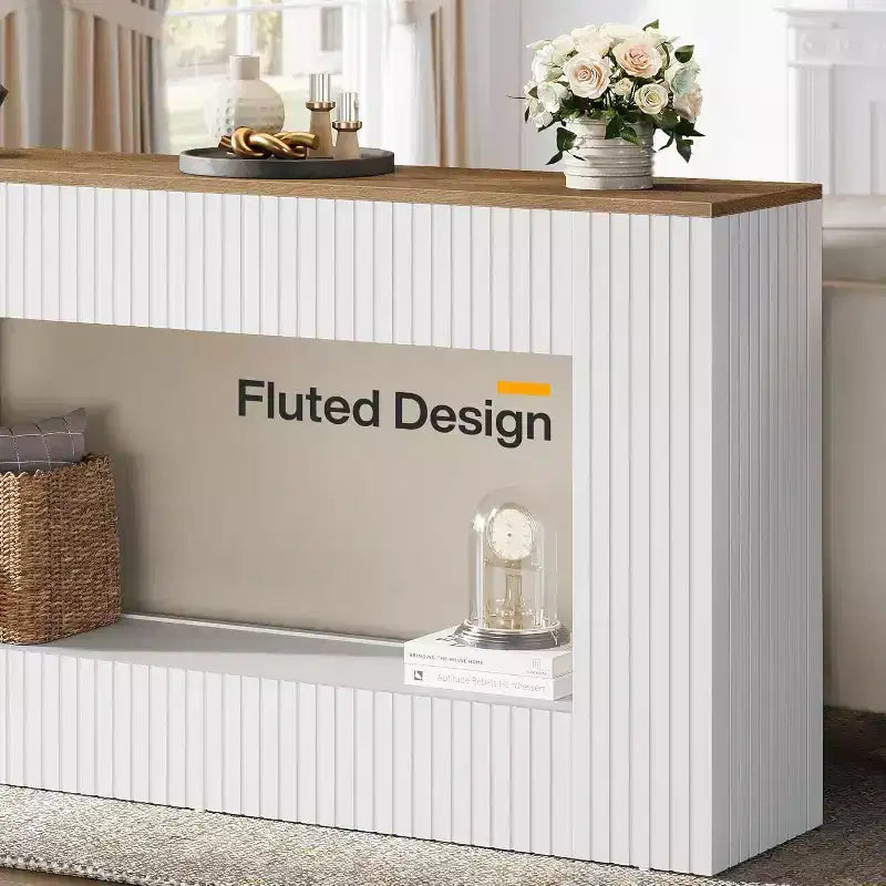 Console de télévision moderne Lantine, table d'entrée de 140 cm en bois avec rangement, table de canapé étroite et longue derrière le canapé pour le salon, le couloir