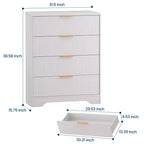 Commode 4 tiroirs pour chambre à coucher, commode en bois de 80 cm de large avec poignées dorées, organisateur de rangement, commode de placard pour chambre à coucher ou couloir