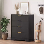 Commode 4 tiroirs pour chambre à coucher, commode en bois de 80 cm de large avec poignées dorées, organisateur de rangement, commode de placard pour chambre à coucher ou couloir