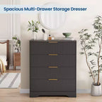 Commode 4 tiroirs pour chambre à coucher, commode en bois de 80 cm de large avec poignées dorées, organisateur de rangement, commode de placard pour chambre à coucher ou couloir
