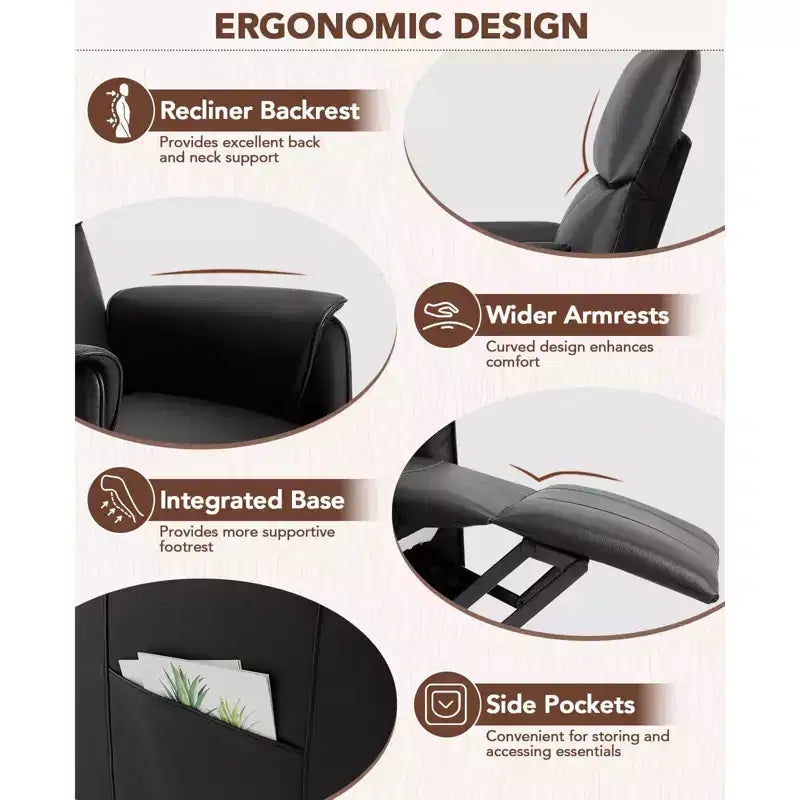 Fauteuil inclinable électrique pour salon, fauteuil inclinable avec télécommande et poches latérales