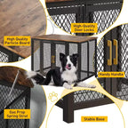 Cage pour chien, chenil en métal robuste de 119x79 cm - Meuble multifonctionnel avec rangement et ouverture par le haut pour animaux de taille moyenne/grande