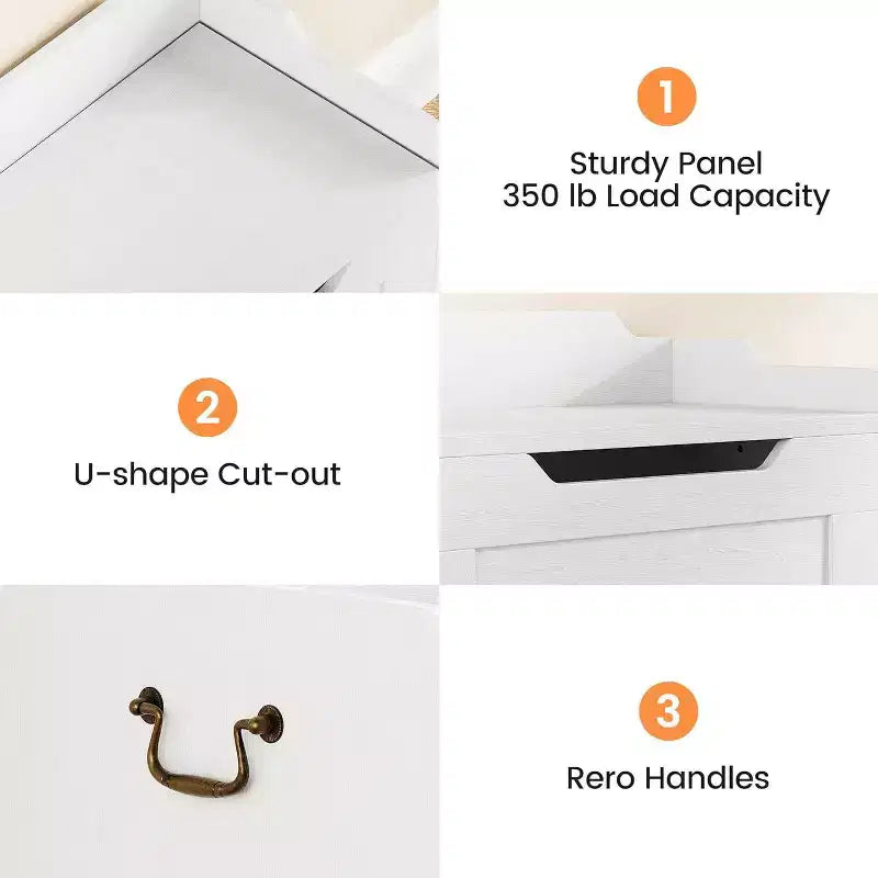 Banc de rangement décoratif Acekool, coffre d'entrée double usage avec charnière de sécurité