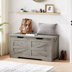 Banc de rangement décoratif Acekool, coffre d'entrée double usage avec charnière de sécurité
