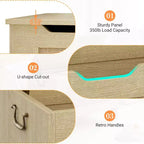 Banc de rangement décoratif Acekool, coffre d'entrée double usage avec charnière de sécurité