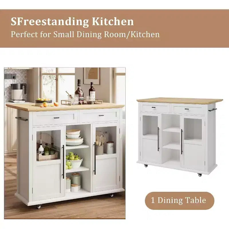 Îlot de cuisine roulant Coolmee avec abattant, desserte à roulettes avec rangement, chariot de micro-ondes sur roulettes, desserte de bar de table pour cuisine avec porte-serviettes