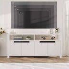 Meuble TV de ferme pour téléviseurs jusqu'à 70 pouces, meuble TV de 160 cm de long avec 4 portes et étagère ouverte, consoles multimédia rustiques
