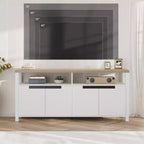Meuble TV de ferme pour téléviseurs jusqu'à 70 pouces, meuble TV de 160 cm de long avec 4 portes et étagère ouverte, consoles multimédia rustiques