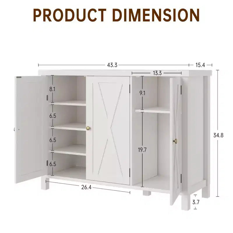 Meuble à chaussures avec 3 portes, armoire à chaussures autoportante à 4 niveaux pour entrée