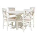 Ensemble de salle à manger rétro 5 pièces avec table extensible et 4 chaises rembourrées, rallonge de 40 cm, idéal pour la cuisine et la salle à manger