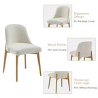 PexFix 52 Ensemble Table à Manger Ronde Moderne avec 8 Chaises Rembourrées Plateau en Bois Texturé Naturel Base Piédestal Plissée Sièges Beige pour Cuisine Salle à Manger