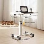 Table avec roulettes - Bureau d'ordinateur portable roulant à hauteur réglable, table d'appoint pour bureau à domicile