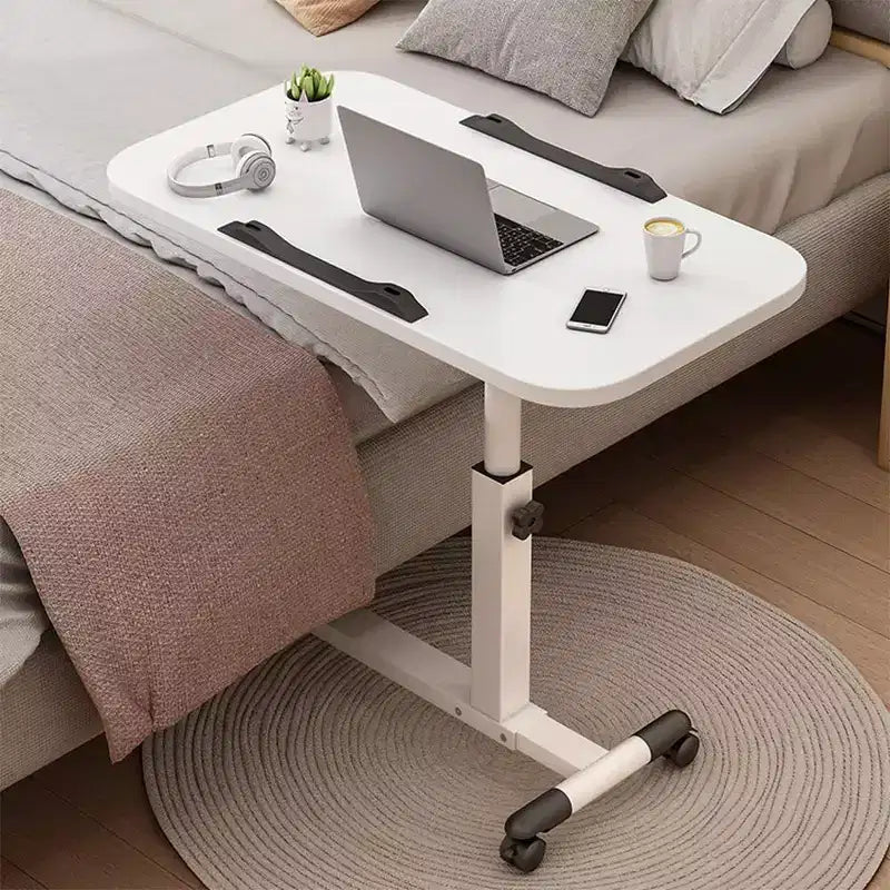 Table avec roulettes - Bureau d'ordinateur portable roulant à hauteur réglable, table d'appoint pour bureau à domicile