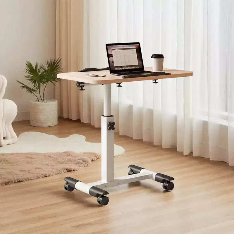 Table avec roulettes - Bureau d'ordinateur portable roulant à hauteur réglable, table d'appoint pour bureau à domicile