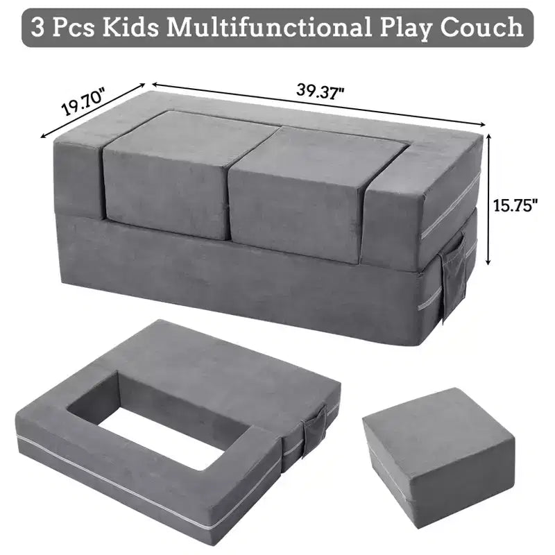 Canapé convertible pour enfant, 3 pièces, lit canapé en mousse, canapé modulaire pour chambre d'enfant ou salle de jeux