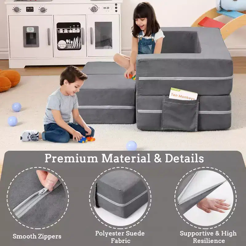 Canapé convertible pour enfant, 3 pièces, lit canapé en mousse, canapé modulaire pour chambre d'enfant ou salle de jeux