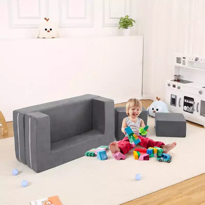 Canapé convertible pour enfant, 3 pièces, lit canapé en mousse, canapé modulaire pour chambre d'enfant ou salle de jeux