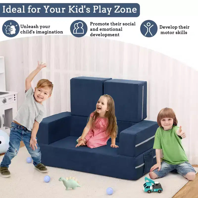 Canapé convertible pour enfant, 3 pièces, lit canapé en mousse, canapé modulaire pour chambre d'enfant ou salle de jeux