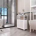 MAYEERTY White Large Bamboo Storage Cabinet Furniture for Bathroom Living Room with Shelves 1pcs