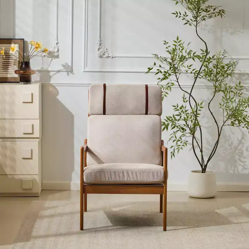 Fauteuils d'appoint scandinaves du milieu du siècle, lot de deux, structure en bois massif à dossier haut, chaises longues pour salon, chambre ou coin lecture
