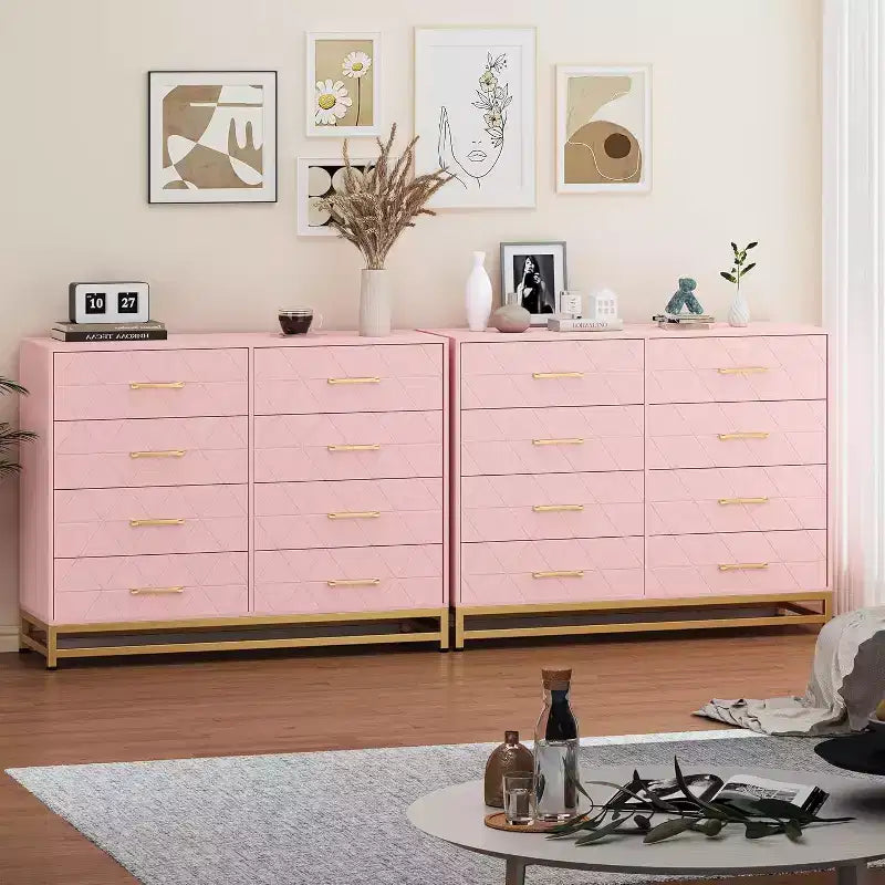 Commode à 6 tiroirs pour chambre à coucher avec pieds en métal et poignée dorée, armoire de rangement moderne pour salon, couloir, entrée