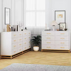 Commode à 6 tiroirs pour chambre à coucher avec pieds en métal et poignée dorée, armoire de rangement moderne pour salon, couloir, entrée