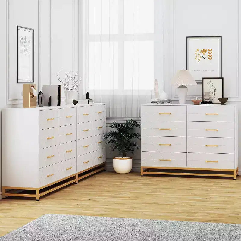 Commode à 6 tiroirs pour chambre à coucher avec pieds en métal et poignée dorée, armoire de rangement moderne pour salon, couloir, entrée