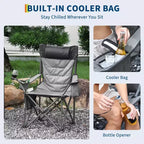 Chaise de camping pliante surdimensionnée, chaise portable rembourrée d'extérieur avec porte-gobelet, capacité de 204 kg