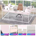 Bureau d'angle en U de 200 cm pour gamer, bureau d'ordinateur réversible en forme de L avec prises de courant, lumières LED, support d'écran et étagères de rangement