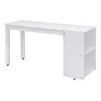 Lit mezzanine double avec bureau rétractable et 3 tiroirs, lit mezzanine en bois avec escalier de rangement et étagères
