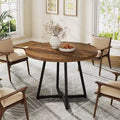 Lantine Round Dining Table for 2, 31.5 Industrial Dinner Table with Metal Base, Kitchen Table for Dining Room, Apartment