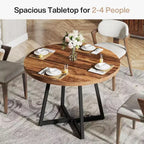 Table à manger ronde Lantine pour 2, Table de salle à manger industrielle de 80 cm avec base en métal, Table de cuisine pour salle à manger, Appartement