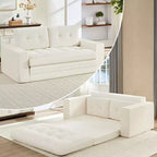 Mjkone 71'' 2-in-1 Convertible Futon Sofa Bed, Corded Fabric Foldable Tufted Buttons Loveseat Sleeper Sofa,Space-Saving