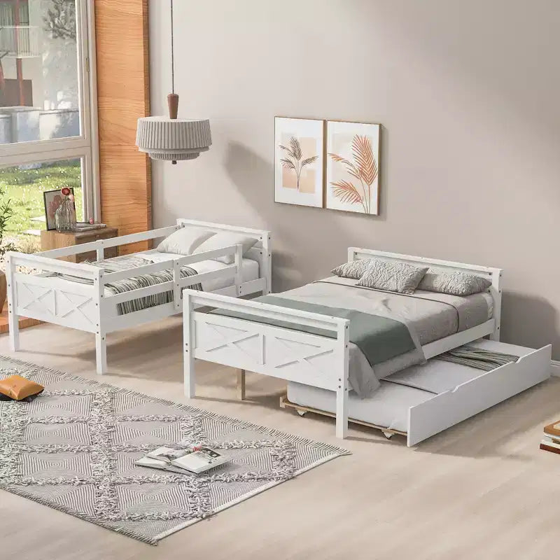 Lits superposés jumeaux sur grand format avec lit gigogne, cadre de lit superposé en bois massif pour enfants, adolescents et adultes, convertibles en 2 lits