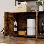 Meuble Cache-litière Grand COZONY avec Étagères et Portes, Meuble Cache-litière Chat 52, Cache-litière Dissimulé avec Griffoir