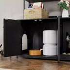 Meuble Cache-litière Grand COZONY avec Étagères et Portes, Meuble Cache-litière Chat 52, Cache-litière Dissimulé avec Griffoir